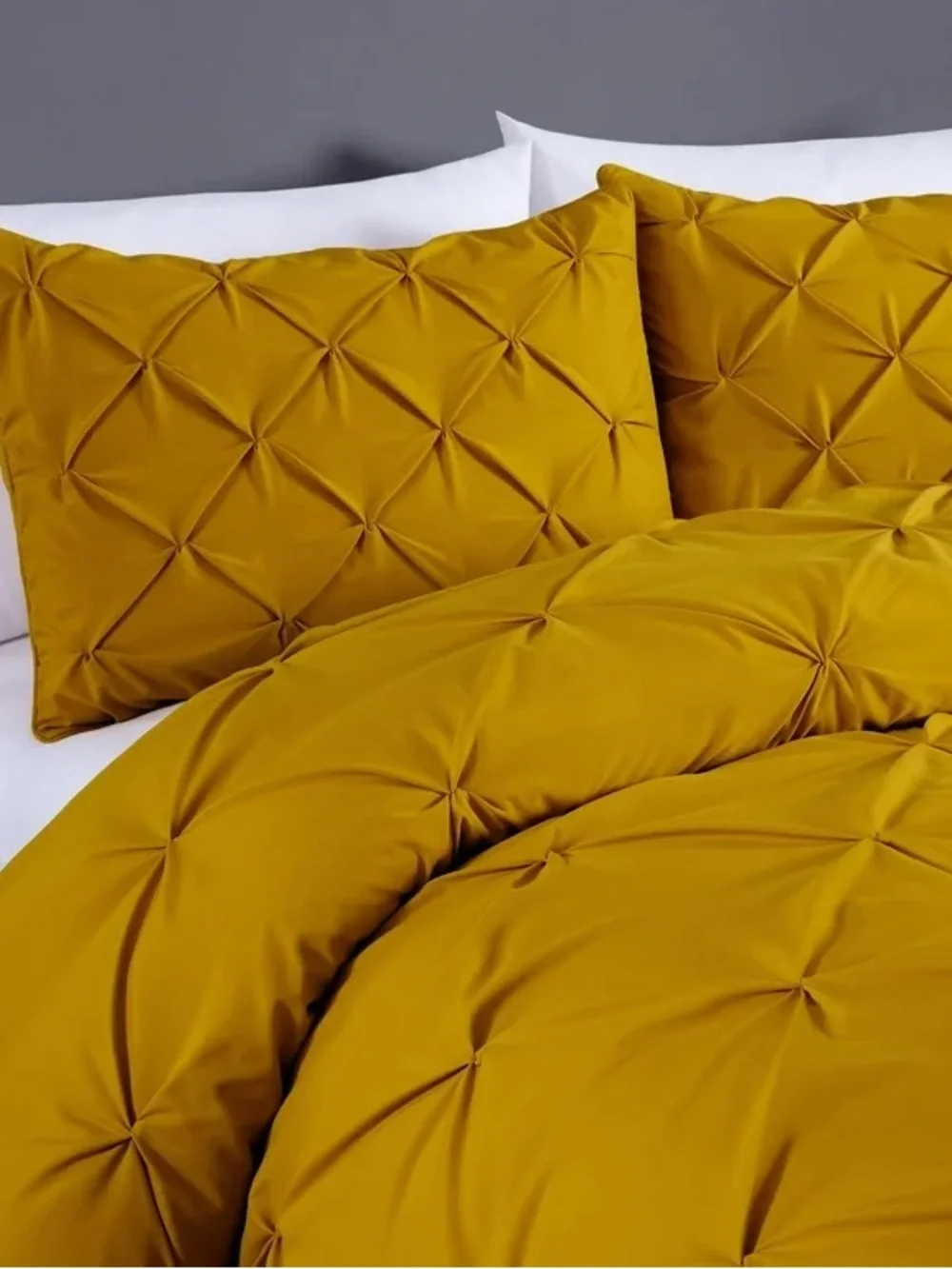 Mustard Yellow Queen 3 piece Pintuck Comforter Set